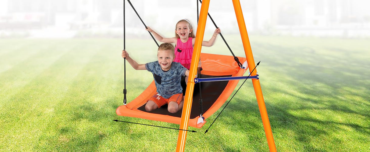 Swing Sets for Backyard, 6 in 1 Swing Set Outdoor for Kids 3-12, 700 lbs Heavy Duty Metal Toddler Playset Swingset for Playground with 3 Adjustable Swings, Basketball Hoop, Climbing Ladder and Nets Soldow