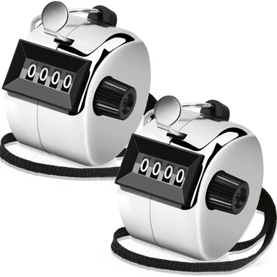 Decymis 2 Pack Clicker Counter, Metal Hand Tally Counter Clicker, 4 Digit Mechanical Palm Click Counter for Counting Numbers, Coaching, Sports Events