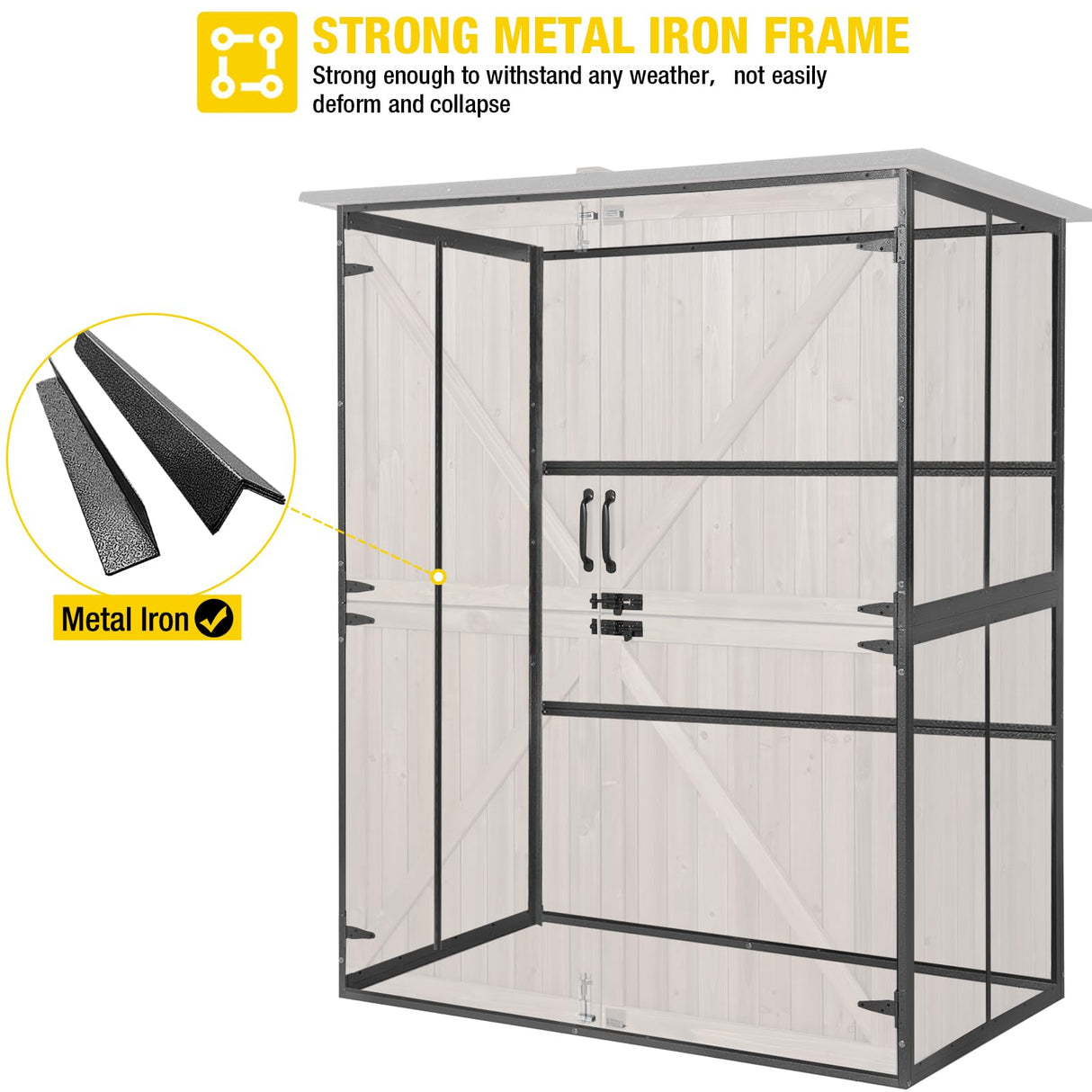 Aivituvin Outdoor Storage Shed Upgraded with Strong Metal Frame Garden Tool Shed Storage House Cabinet with Adjustable Shelfs and Wooden Floor 4.6 x 2.42FT (Dark Brown) Aivituvin