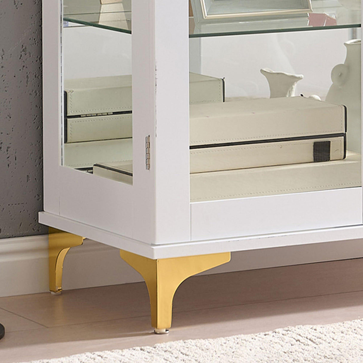 Kings Brand Furniture Modern White Buffet Display Curio Cabinet with Glass Doors and Adjustable Shelves Kings Brand Furniture