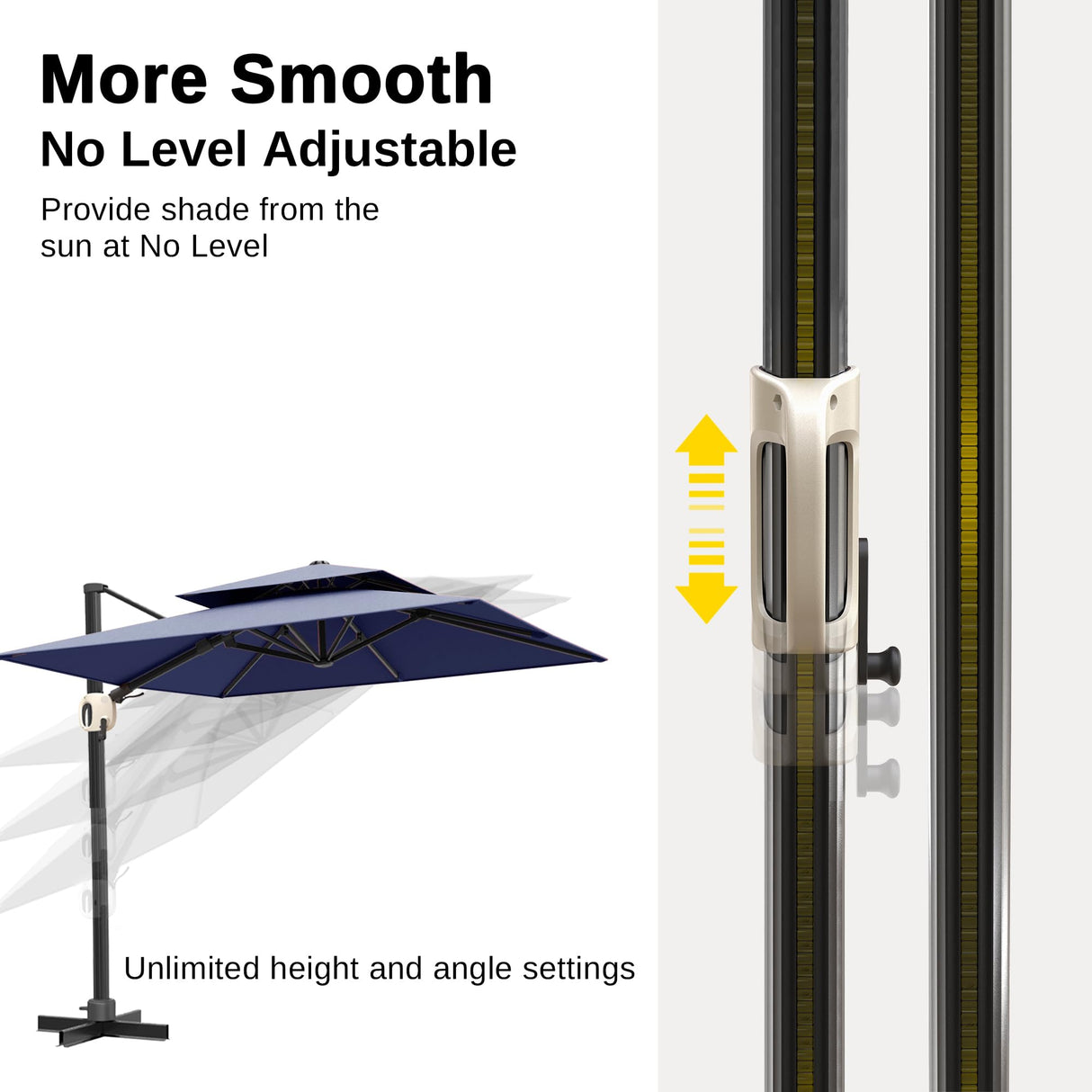 EAST OAK and Flame&Shade Patio Umbrella, 10ft Square Outdoor Umbrella, Large Offset Cantilever Umbrella with 360ยฐ Rotation, Heavy Duty Windproof and UV Resistant Double Top Umbrella for Pool and Deck, Night Blue EAST OAK