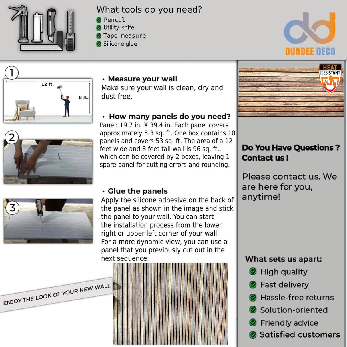 Dundee Deco 3D Wall Panels Wooden Effect - Cladding, Distressed Brown Wood Look Wall Paneling, Styrofoam Facing for Interior and Exterior Applications, DIY, Sample, Size 10 x 10 in. Dundee Deco