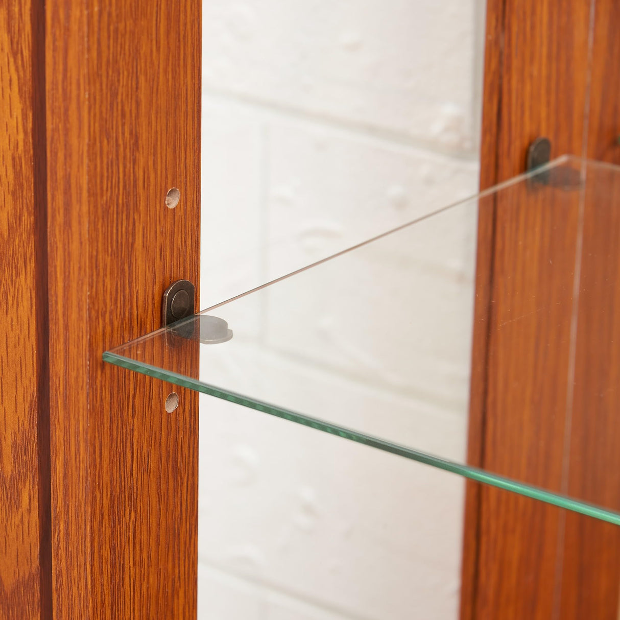 CKEASEAN Curio Cabinet 47" H Vintage Glass Display Cabinet with 3-Tier Adjustable Glass Shelves, Acrylic Mirrored Back Pane, Light Blub Included, China Cabinet for Living Room (Dark Oak) CKEASEAN