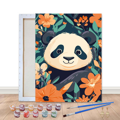 Bimkole Framed Paint by Numbers Kit for Adults Panda, DIY Oil Painting Kit on Canvas with Paintbrushes and Acrylic Pigment, for Paint by Numbers for Beginner, for Home Wall Decor 8x12inch/20x30 cm