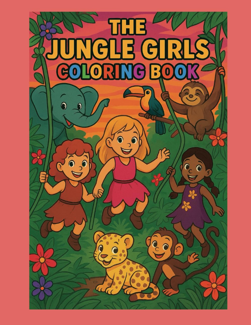 The Jungle Girls: A Wild Jungle Adventure Coloring Book for Brave Girls Ages 4β8 WoodArtSupply