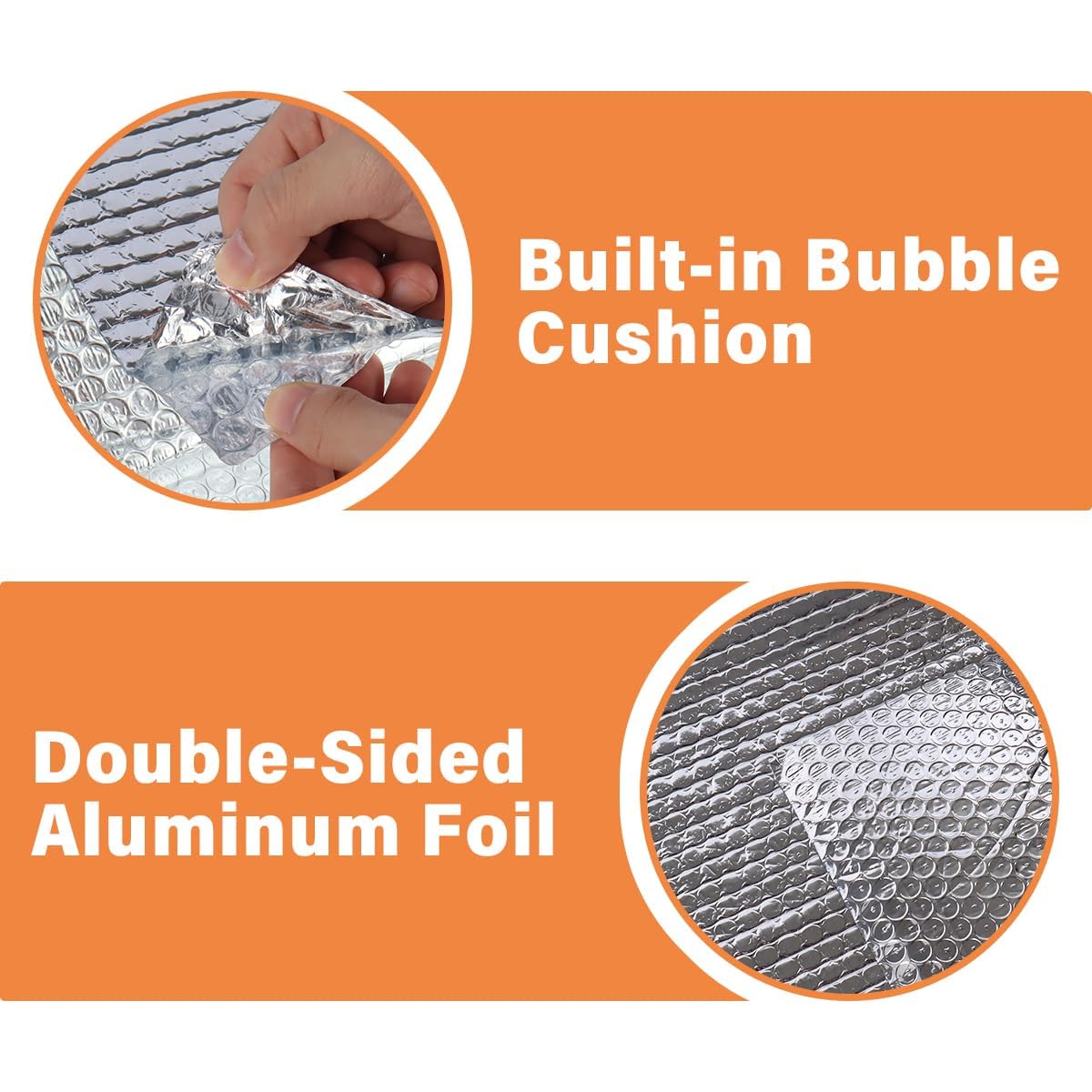 VUAOHIY Double Reflective Insulation Roll, 47''X15' Double-Sided Aluminum Bubble Insulation Roll, Rv Window and Window Insulation for Winter and Summer, Garage Door, Roof, Car VUAOHIY