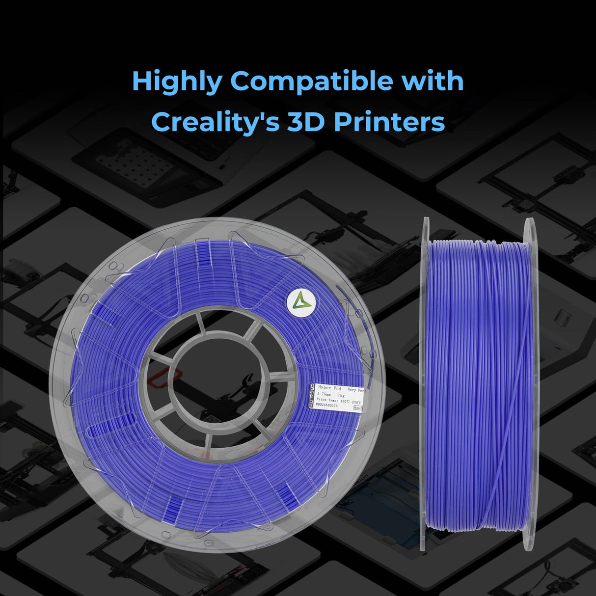 Creality Hyper PLA Filament 1.75mm, RFID 3D Printer Filament for High-Speed Printing up to 600mm/s, ±0.03mm Accuracy, 1KG/Spool (2.2lbs), 3D Printing Filament for Most 3D Printers (Black) Creality