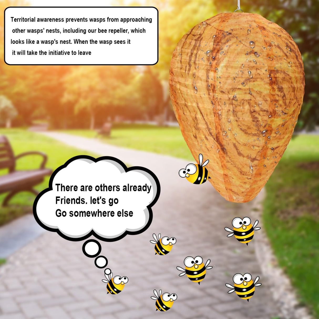 DECYOOL 4 Pack Wasp Nest Decoy Hanging Wasp for Wasps Hornets Yellow Jackets Outdoor Waterproof Material (Orange) DECYOOL