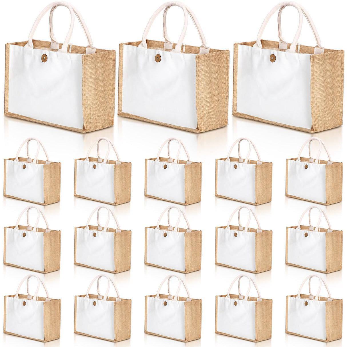 Sweetude 18 Pcs Sublimation Jute Tote Bag Burlap Beach Bag with Handles Reusable Blank DIY Canvas Gift Bag for Bridesmaid(Yellow) Sweetude