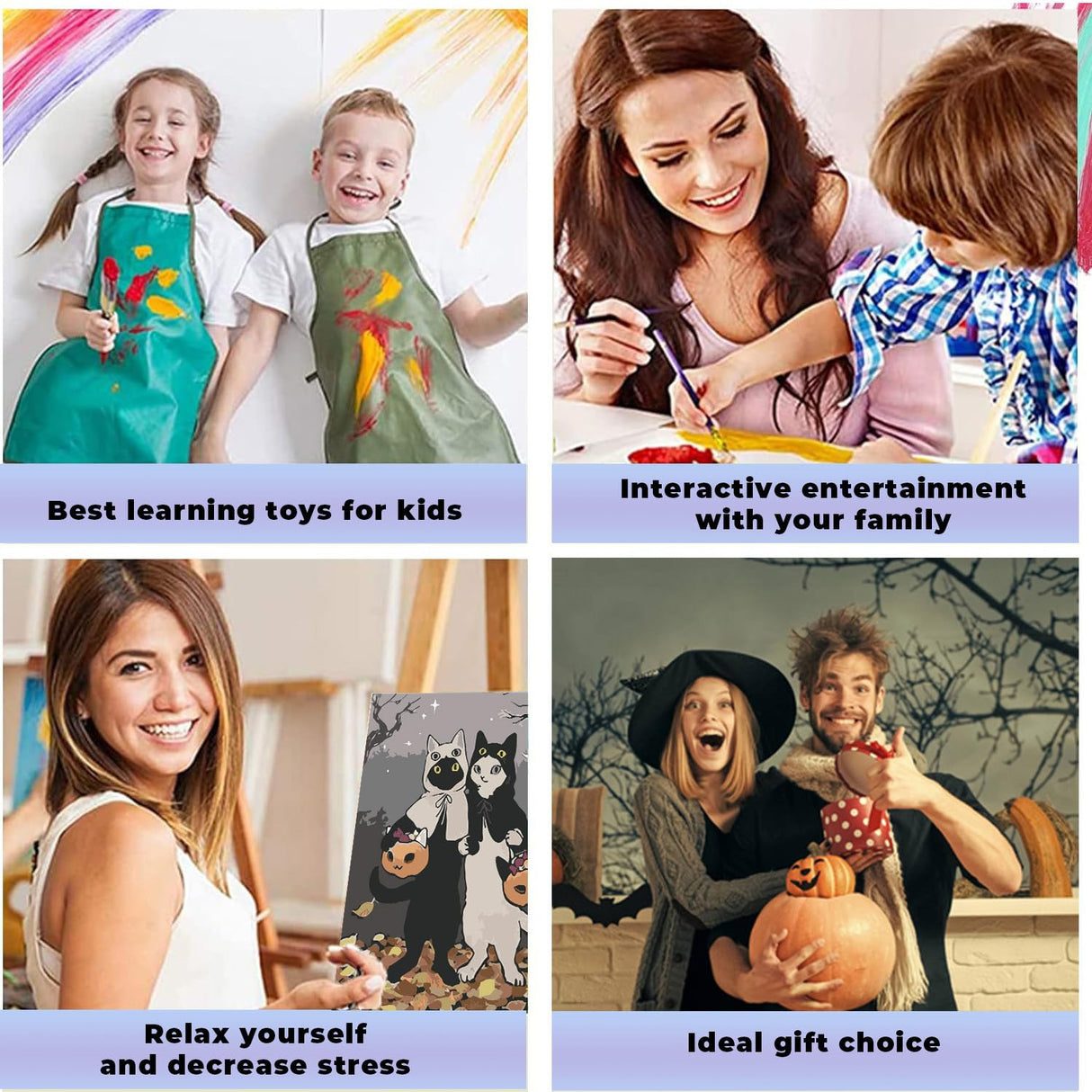 Halloween Paint by Numbers Kits for Adults - Painting by Numbers Kit Halloween, Cat Adults Paint by Number Kits on Canvas Without Frame Oil Painting Acrylic Paints for Home Wall Decor 16X20 inch ajepon