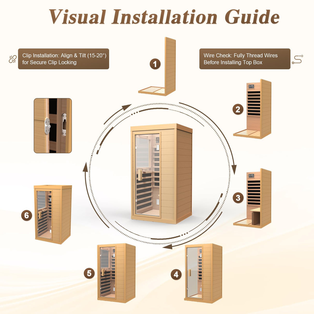 Upgraded 1 Person Sauna Infrared Sauna with Backrest, Hemlock Dry Sauna Indoor Wood Sauna for Home, 1062W 110V Red Light Far Infrared Sauna Low EMF with Integrated Speakers, Reading Lamp NAGLIFOR