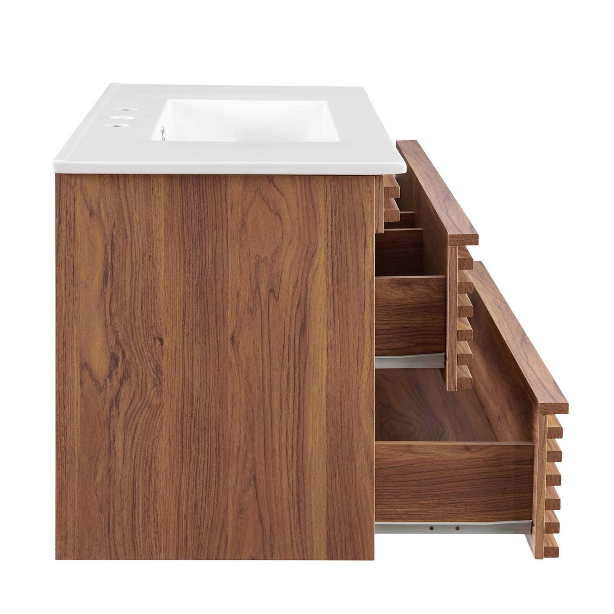 Modway Render 36" Wall-Mount Bathroom Vanity in Walnut White Modway