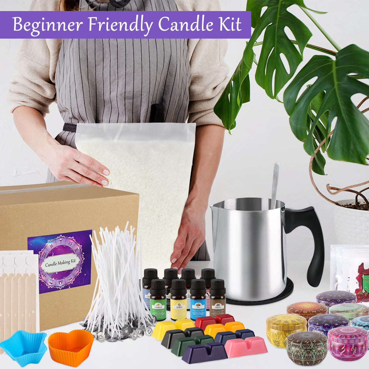 ECLHTLNY Candle Making Kit,Complete Sets, Contains Soy Wax, Exquisite Jars,DIY Candle Making Kit for Beginners and Adults, Christma's Day Gift,Valentine's Day Gift ECLHTLNY