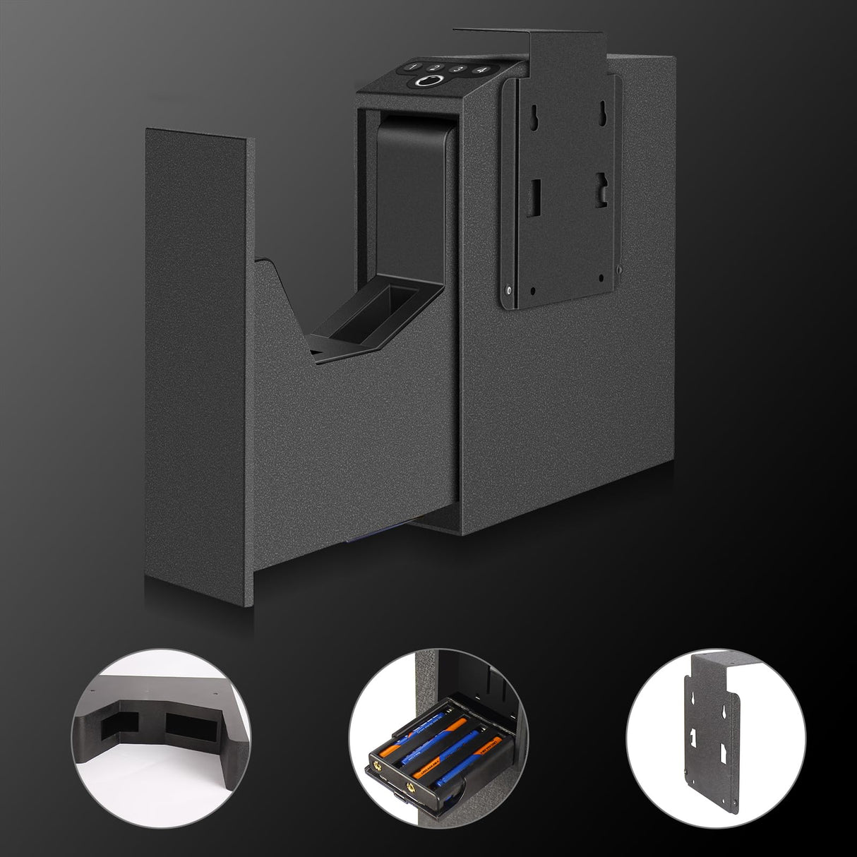 Biometric Gun Safe for Handgun,3 Ways Quick Access Pistol Safe with Fingerprint, PIN Code, Key,Handgun safe used for Nightstand, Bed side, Wardrobes, Wall or Other Hidden Corners HOROX