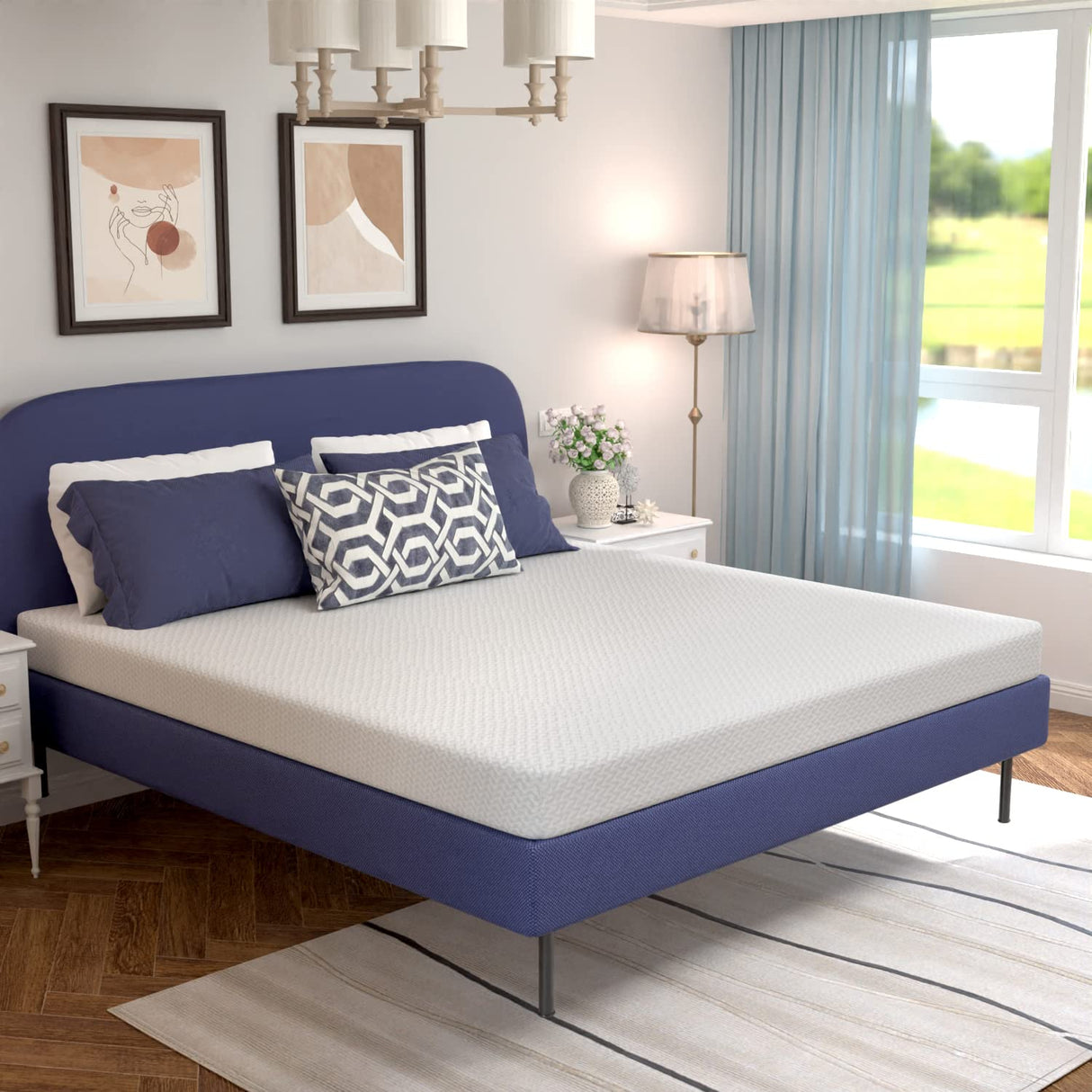 King Size Mattress Fiberglass Free 6 Inch Green Tea Cooling Gel Memory Foam Mattress in a Box,Medium-Firm,Pressure Relief&Temperature Regulation,CertiPUR-US Certified,White PayLessHere