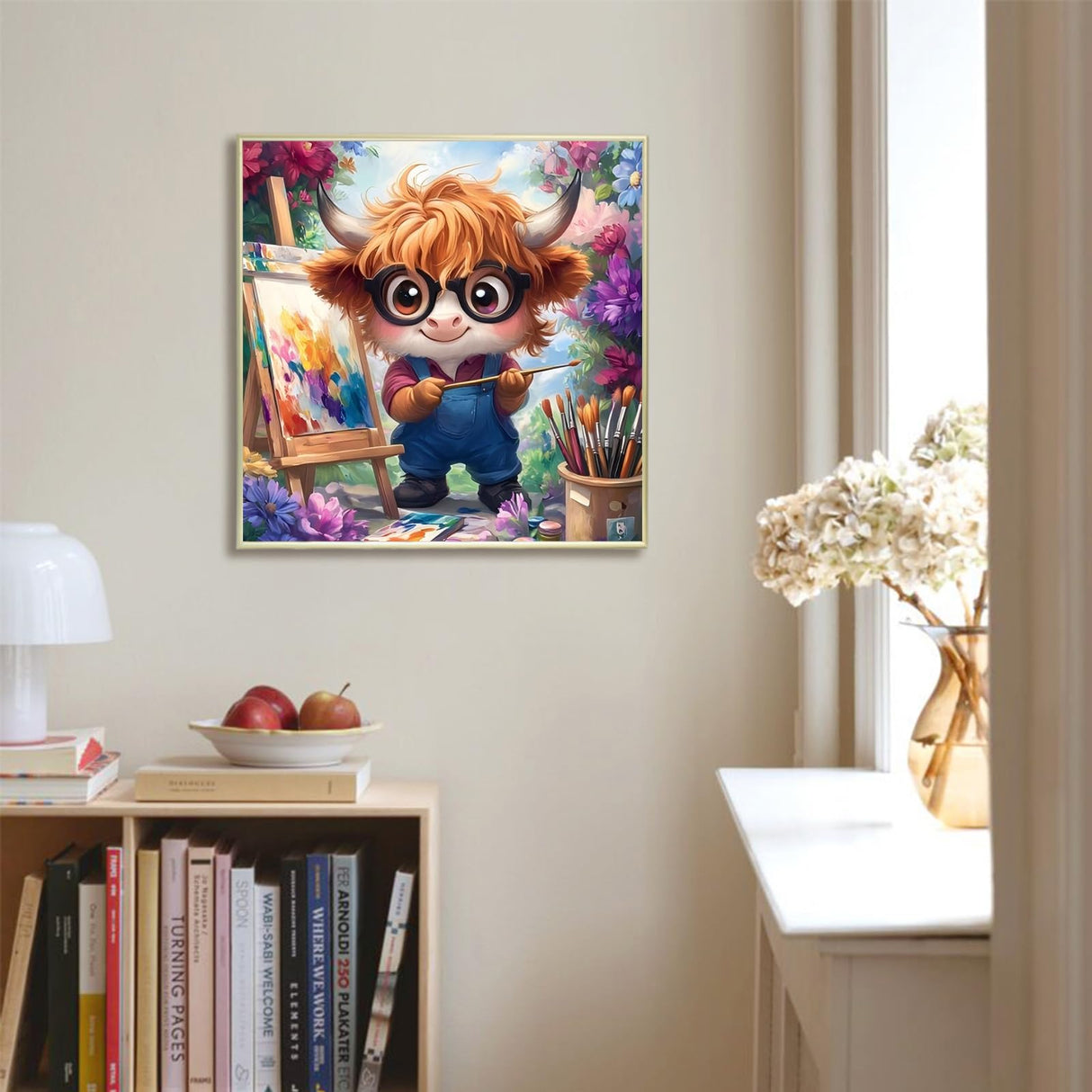 xcemhil Framed Paint by Numbers Kit for Kids and Adults, Paint by Numbers for Adults Cow, Cute Cow Kids Paint by Number Kits for Gifts and Home Decor 10x10in xcemhil