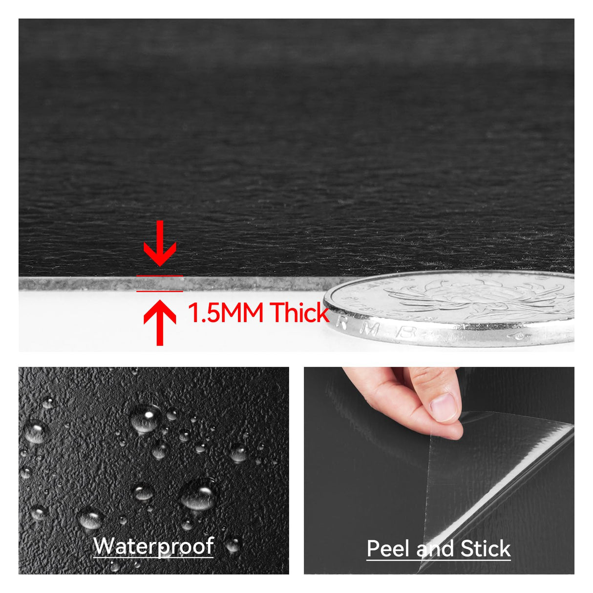 Livelynine Black Flooring 32-Pack 12x12 Inch Peel and Stick Floor Tile Waterproof Floor Tiles for Bathroom Floor Vinyl Peel and Stick Tiles Renter Friendly Floor Stickers Garage Laminate Flooring Livelynine