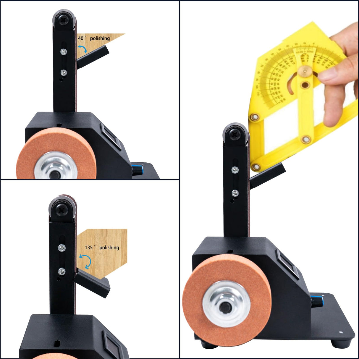 YZCHAIN Mini Belt Sander with 10 Abrasive Belts, Angle Adjustable Bench Belt Grinder, Variable Speed Control & Digital Display, 350W Power Sander for Woodworking Metal, G6M-ZJL-ONR648 YZCHAIN