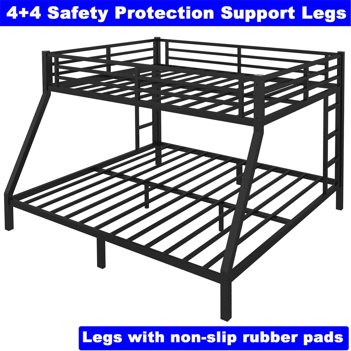 Kntyr Upgraded Version Thicken Metal Heavy Duty Queen Over King Bunk Bed, Best Modern Style Stronger BunkBed Frame King Size with Ladders for Adults, Easy Assembly (Queen Over King) Kntyr