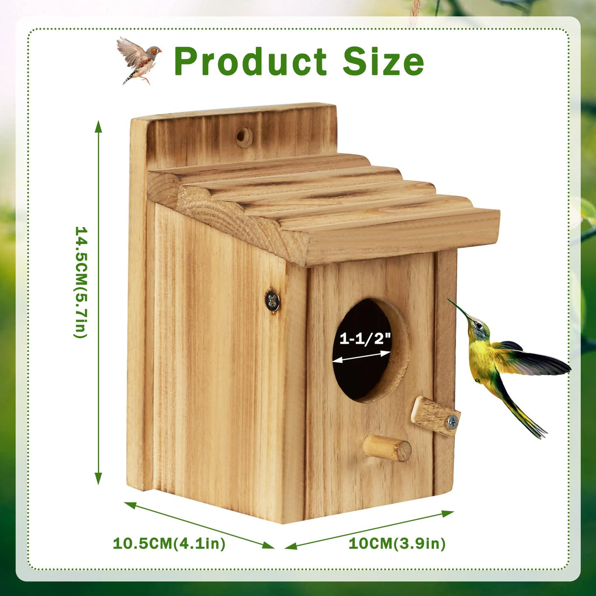 CLACKIBUKVYZ Small Bird House for Hummingbirds,Bird Houses for Outside,Humming Bird Houses for Outside,Outdoor Bird Box,Birdhouse,Bluebird House,Wooden Birdhouse with perches CLACKIBUKVYZ