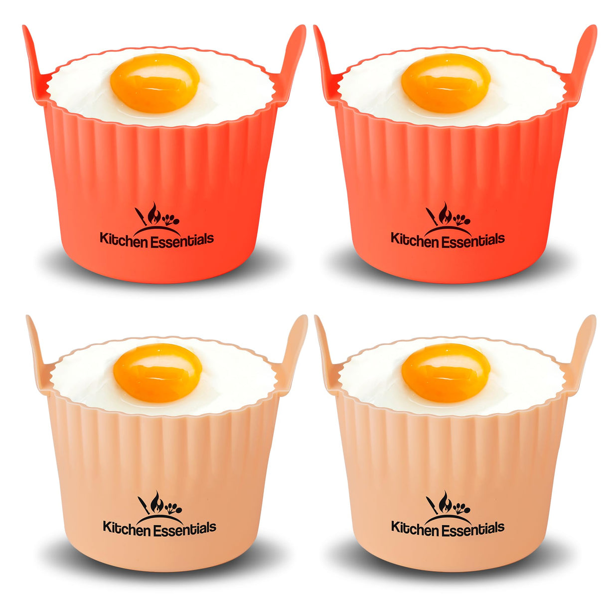 Air Fryer Baking Ramekins – Premium Food-Grade Silicone Mold Cups – Easy Release Nonstick Bakeware Set, 4-Pack for Eggs, Muffins, Cupcakes, Puddings, Tarts, Custards, and More! Kitchen Essentials