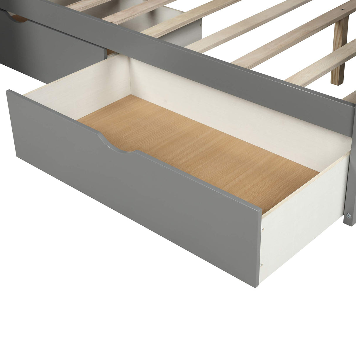 Harper & Bright Designs Twin Over Full Bunk Bed with Stairs and Slide, Multifunction Wood Bunk Bed with Storage Drawers, Gray Harper & Bright Designs