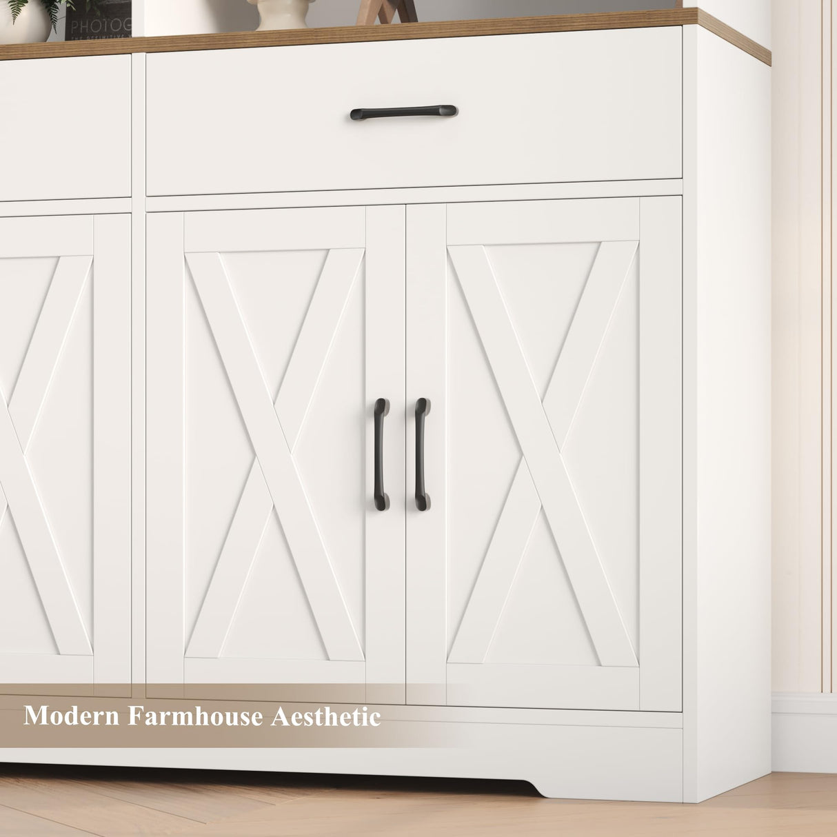 HOSTACK 69" Tall Book Shelf and Bookcase, 47" Wide Bookshelf with Doors and Drawers, 6 Tier Large Wood Bookcases with Storage Cabinet, Modern Farmhouse Display Shelf for Living Room, Office, White HOSTACK