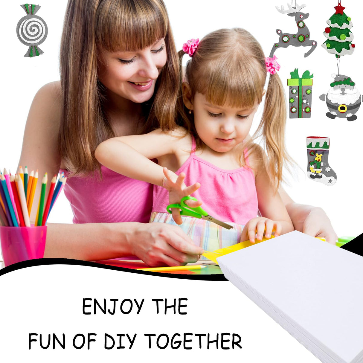 Jtnohx Stiff Felt Sheets, 32 Pcs Felt Fabric, 7"×11.3" Color Felt for Crafts, Craft Felt Square for Sewing Embroidery Handwork and Festivals Party (White) Jtnohx