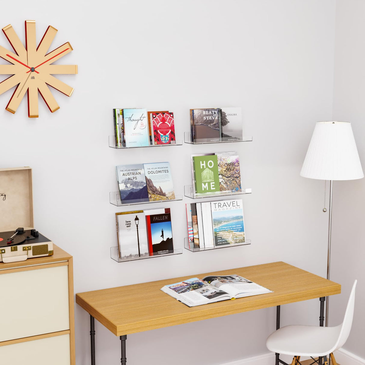 Yieach 4 Pack Acrylic Shelves for Wall Storage,No Drilling Adhesive Shelves,Clear Stick On Bathroom Wall Shelf Organizers,Plastic Floating Shelves for Perfume,Funko,Lego,Skincare,Bookshelf for Kids Yieach