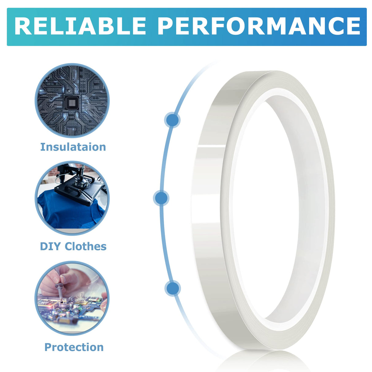 MS WGO High Temperature Tape Heat Tape Heat Resistant Tape Heat Transfer Tape Heat Tape for Sublimation No Residue 10mm X 33m 108ft (Transparent-6 Roll) MS WGO