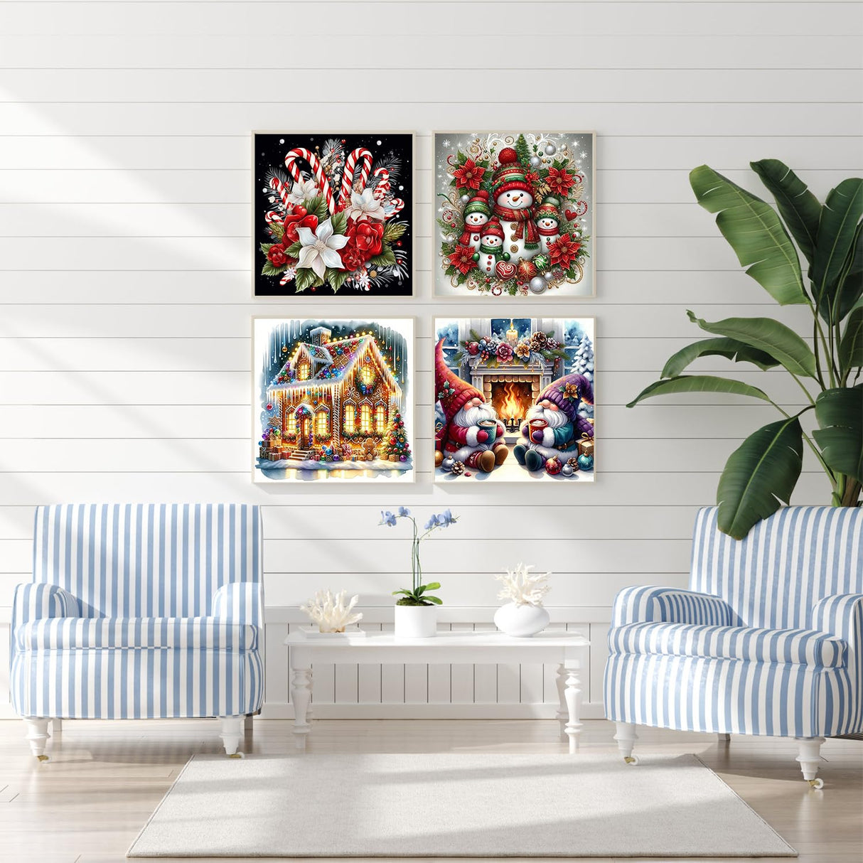 Diamond Art Kits for Adults Beginner, 4 Pack Christmas DIY Modern Diamond Painting Kits 5D Diamond Dots Gem Art Crafts with Tools,Round Full Drill Funny Crafts for Home Wall Decor&Gift-12x12 inch Fairyland JinWenn