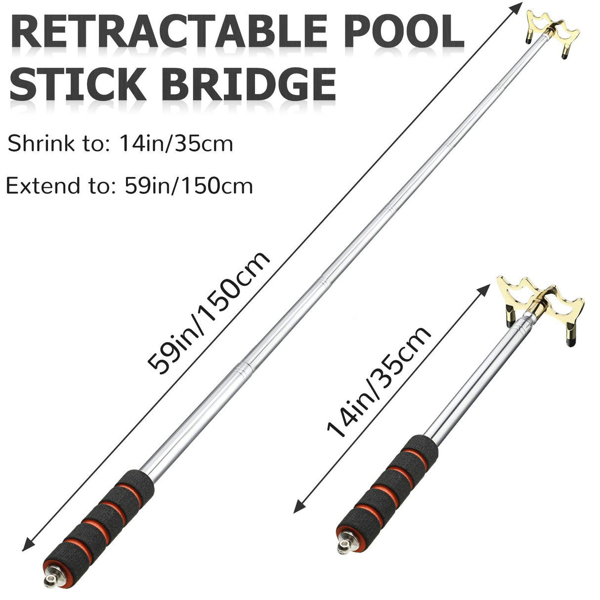 Skylety Pool Cue Snooker Stick Pool Table Accessories Retractable Billiards Cue Rest with Removable Brass Bridge Head(Low Bridge Head) Skylety