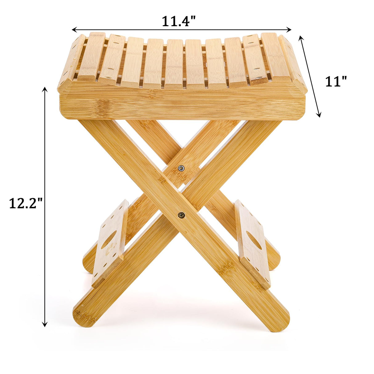 Lawei Bamboo Folding Step Stool - 12 Inch Bamboo Shower Bench Stool Spa Bath Seat Chairs for Shower, Leg Shaving and Foot Rest Lawei