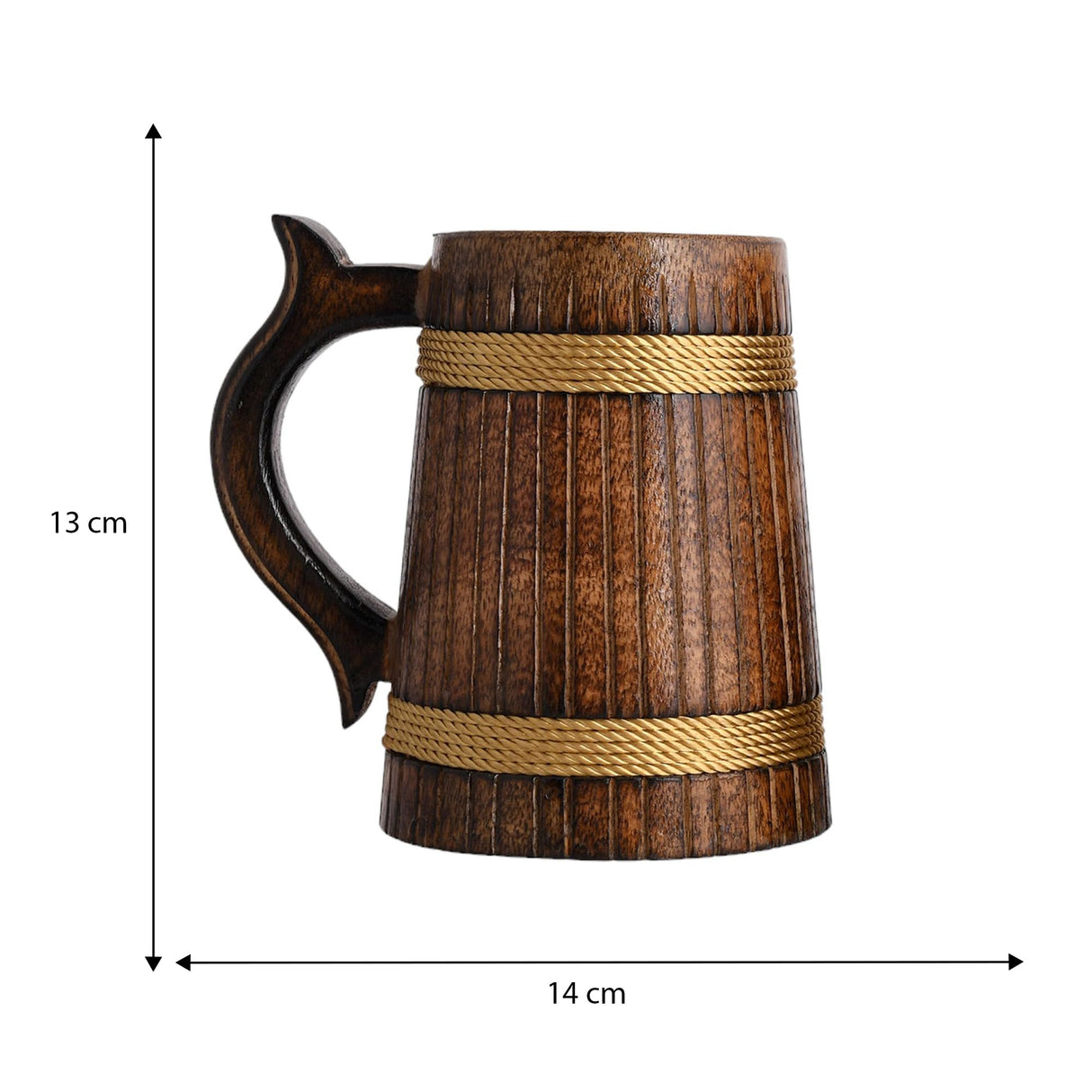 BOONTOON Wooden Coffee Mug for Men Gift Tankard Handmade Drinking Beer Viking Mug Cup Glass Barrel Mug for Men Women (Pack of 2-18Oz) BOONTOON
