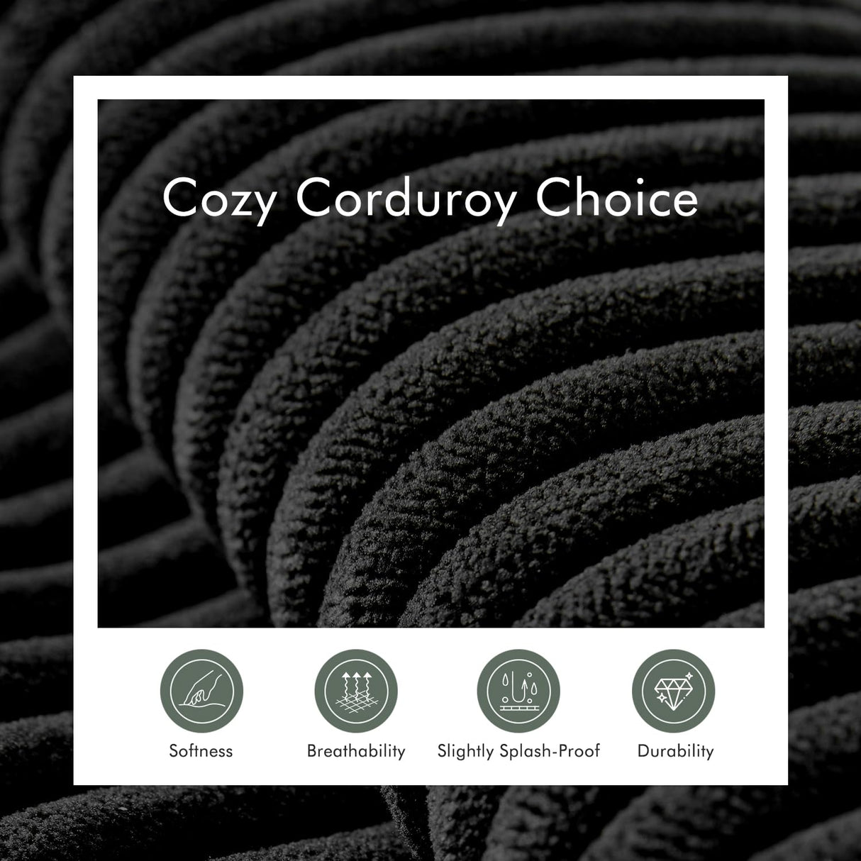 Boneless Sectional Cloud Couch Sofa for Living Room, 112" U-Shaped Modular Modern Lounge Sleeper Black Couches with Chaise, No Assemble, Cordury Compression Upholstered Sofas Gericco