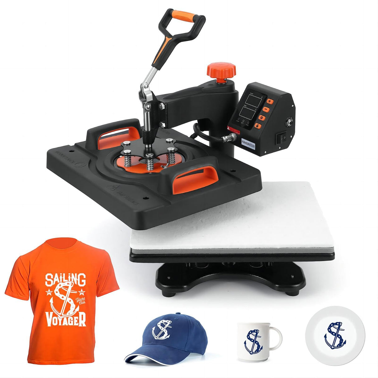 6 in 1 Heat Press Machine, 12" x 15" Professional Sublimation Machine, Heat Press Machine for T-Shirts, 360° Swing Away, 0-410℉, 3 Preset Modes Heat Transfer Machine PioneerWorks