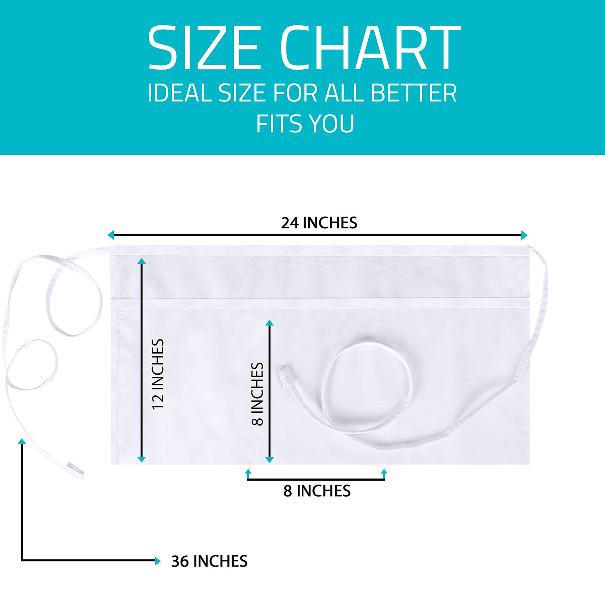 Utopia Wear 4 Pack Server Apron with 3 Pockets, Waist Apron for Waiter Waitress, 12 Inches, White Utopia Wear