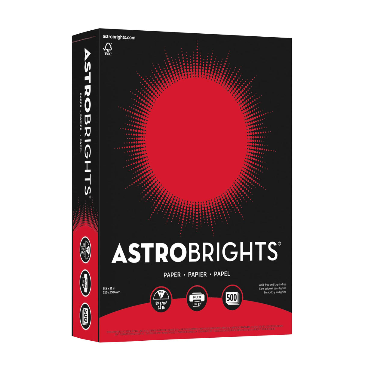 Astrobrights 491619 Astrobrights Multipurpose Paper 24 lbs 8.5-Inch x 11-Inch Re-Entry Red Neenah