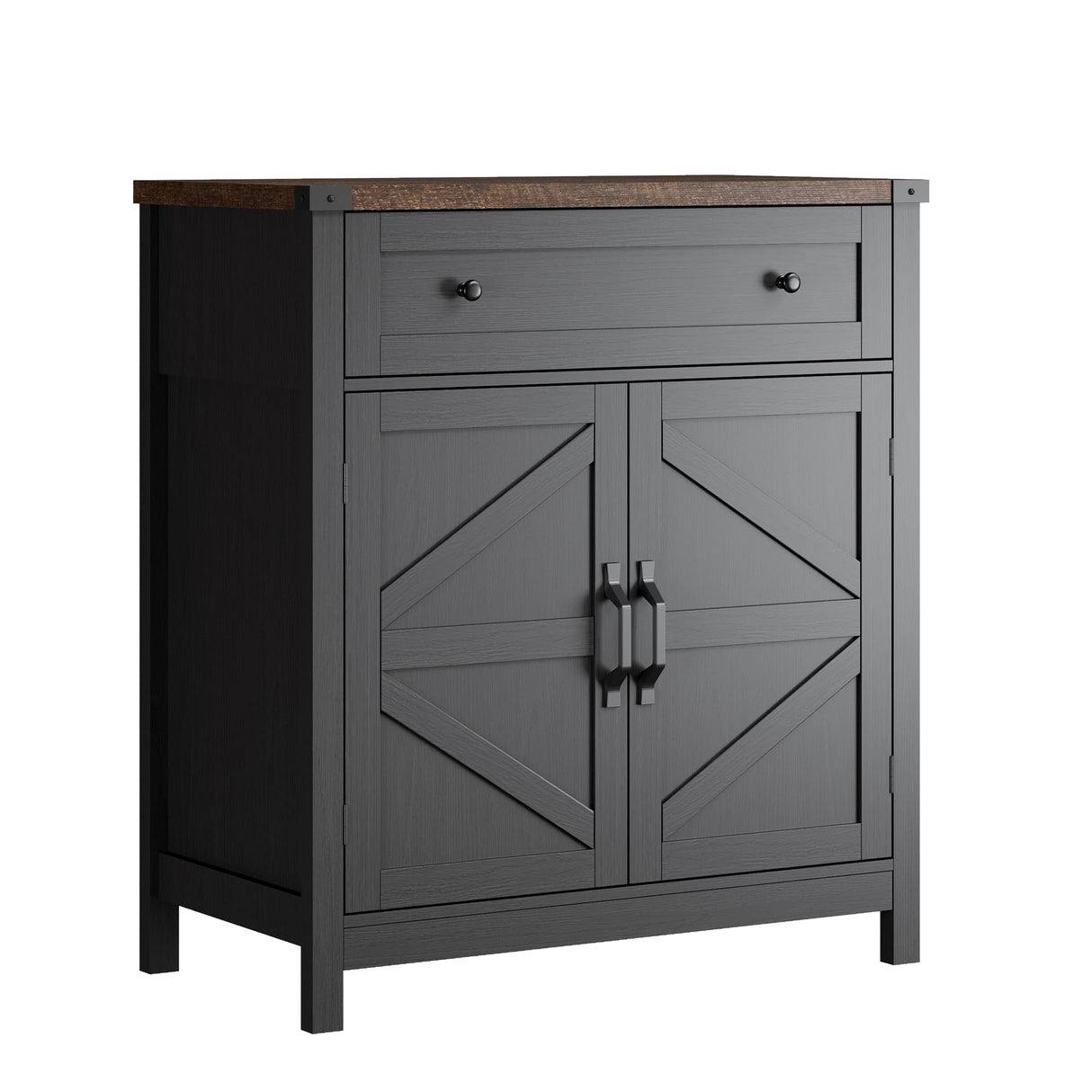 ChooChoo Kitchen Storage Cabinet, Coffee Bar Cabinet, Farmhouse Buffet Sideboard with Drawer for Kitchen, Living Room, Black ChooChoo