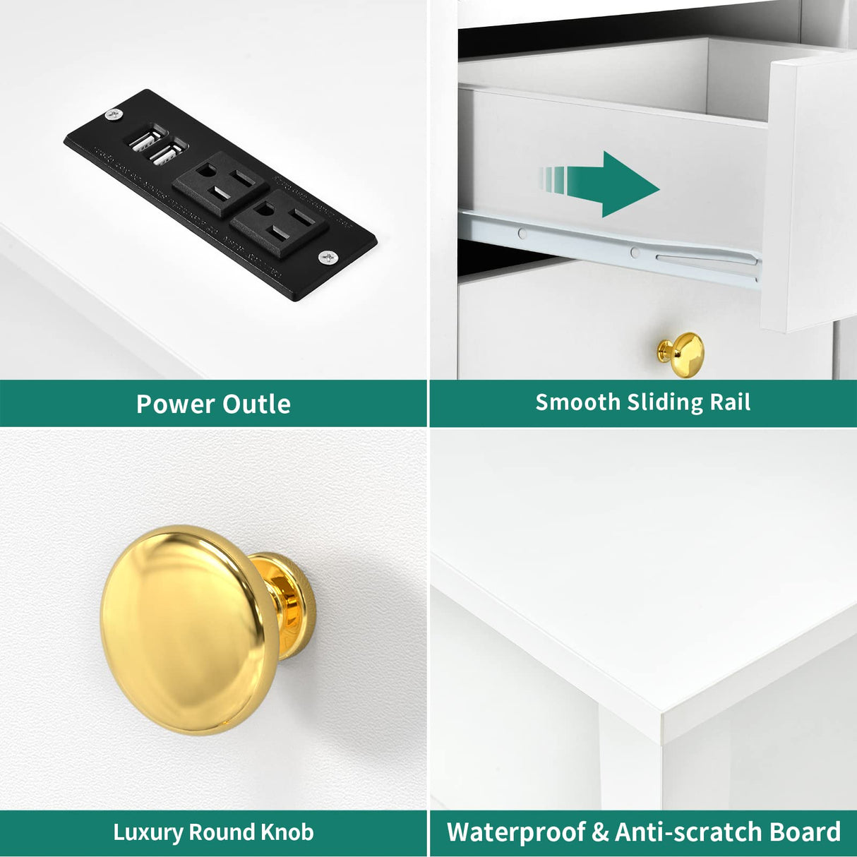 YITAHOME Nightstand with Charging Station, Night Stands with 2 Drawers for Bedroom, Modern Bedside Table End Side Table with USB Ports and Outlets, Set of 2, White YITAHOME