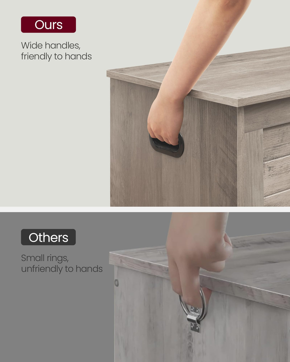 VASAGLE Storage Chest, Storage Trunk with 2 Safety Hinges, Storage Bench, Shoe Bench, Farmhouse Style, 15.7 x 39.4 x 18.1 Inches, for Entryway, Bedroom, Living Room, Heather Greige ULSB061K02 VASAGLE