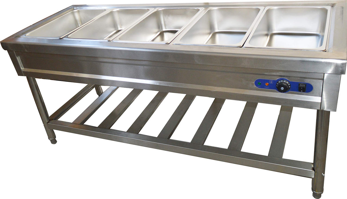 INTBUYING 72 inch 5 Pan Restaurant Electric Steam Table Buffet Food Warmer 110V with Pans INTBUYING