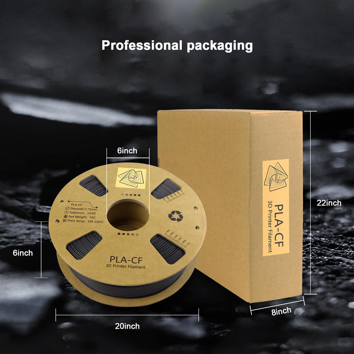 Carbon Fiber Filament 1.75mm - Reinforced 3D Printer Filament - Black pla 3D Filament - PLA-CF 1.75 Filament - 340m Spool (2.2 LBS) for 3D Printers Force Tracer