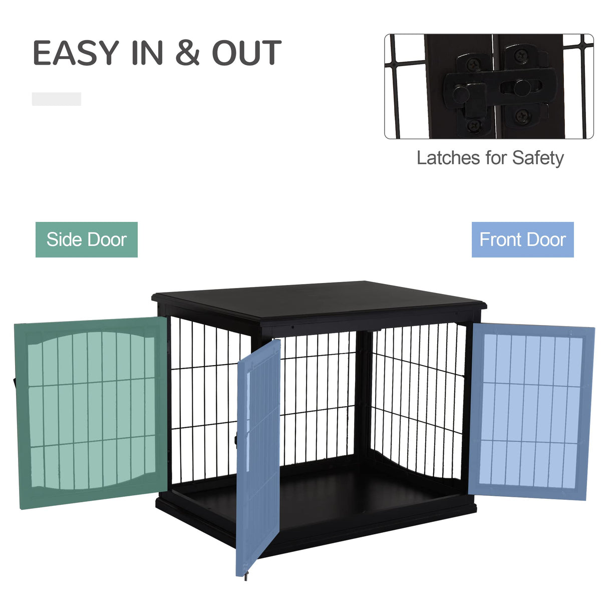 PawHut Dog Crate Furniture, Small Dog Cage End Table with Two Opening Sides, Lockable Door, Puppy Kennel Indoor, Cute and Decorative, Black PawHut