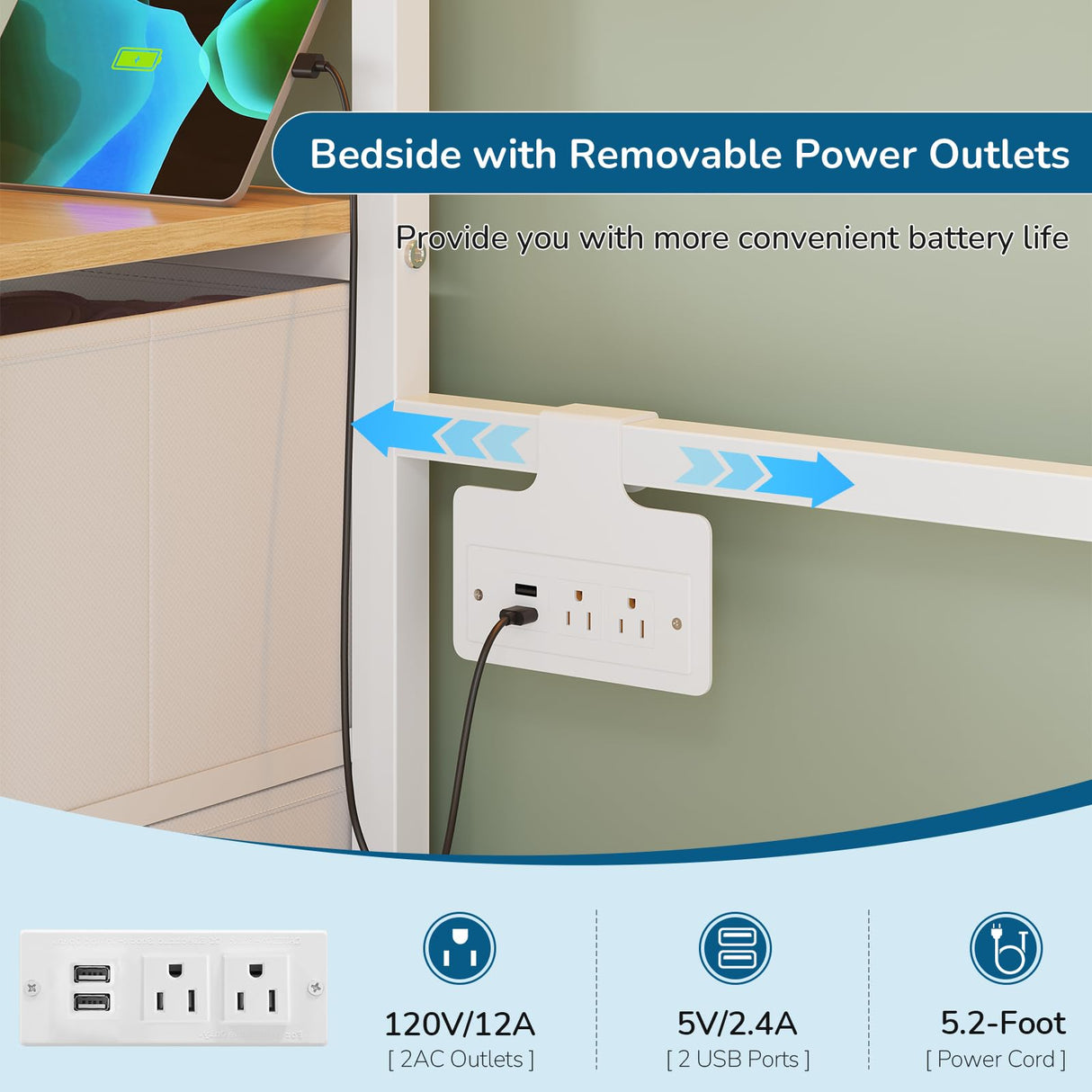 Twin Over Full Size Bunk Bed with 4 Storage Drawers and Bookshelf, Metal Bunk Beds with LED Lights, Charging Station, Loft Bunk Bed with Pegboard, Safety Guardrail and Ladders, for Kids, Teens, Adults mojiasion