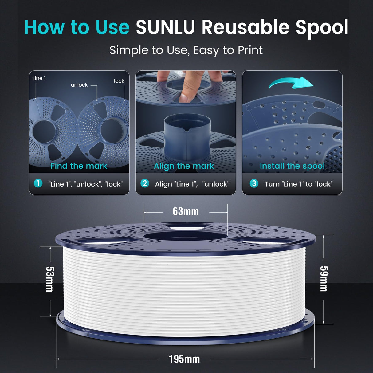 SUNLU PLA Plus Filament 1.75mm Black 1KG, Neatly Wound 3D Printer Filament 1.75mm, PLA+ 1000g, Dimensional Accuracy +/- 0.02 mm, Fit Most FDM 3D Printers, 1kg Spool (2.2lbs), Black SUNLU