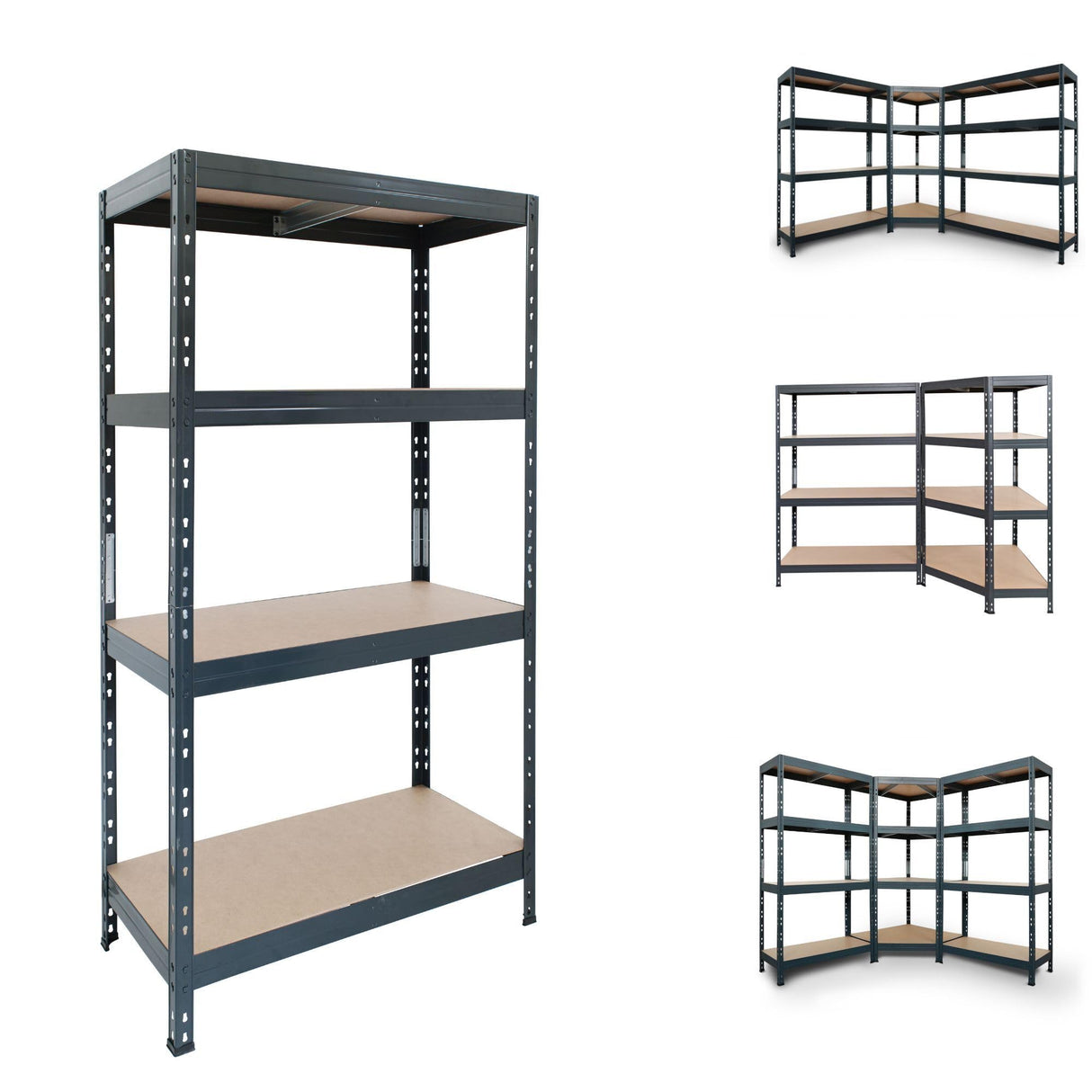 AR Shelving 2400-Lb. Capacity, 71in.H x 36in.W x 18in.D Rivet Shelving Unit, Or Combine to Make 2 Benches, Ea. 35 1/2in.H x 72in.L x 18in.D, Matte Dark Gray, Model# Garage 36/18 600 Lb. AR Shelving