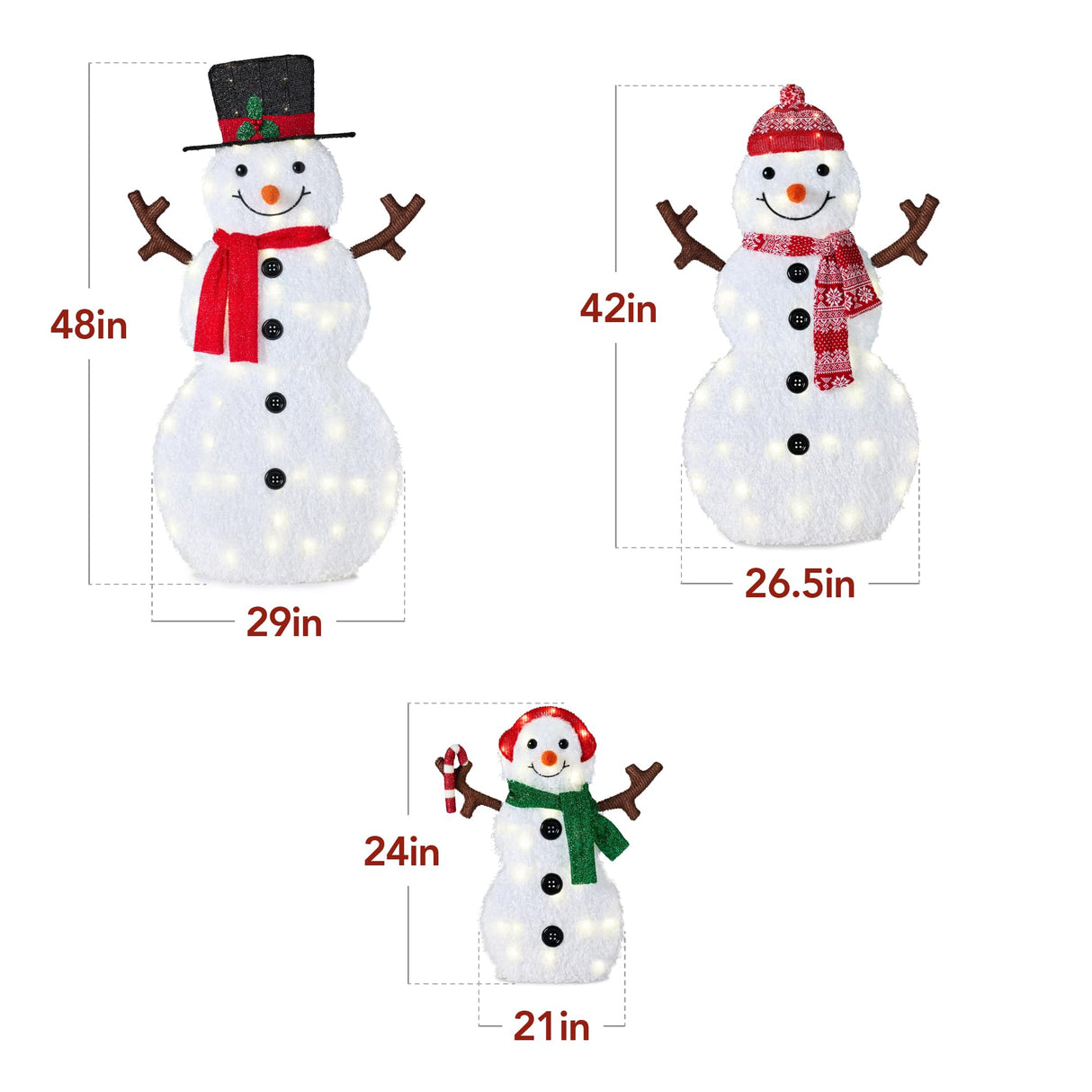 Best Choice Products 4ft 3-Piece 2D Lighted Christmas Snowman Family Set, Large Outdoor Yard Decor Holiday Decoration w/ 135 Twinkling LED Lights Best Choice Products