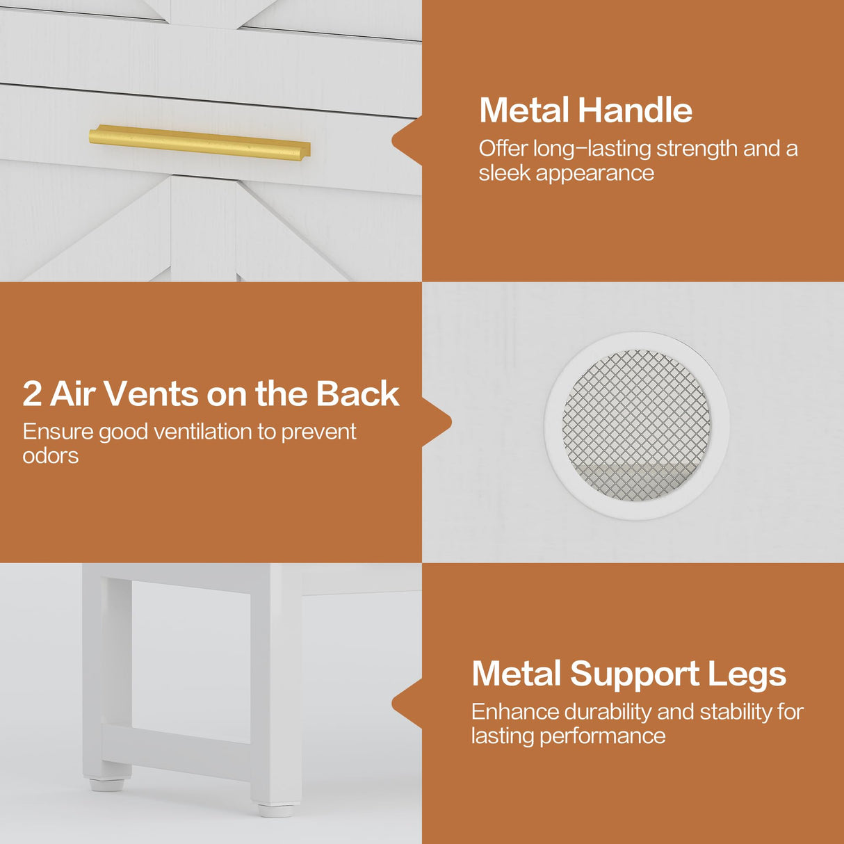 spanspace Freestanding Shoe Storage Cabinet for Entryway, Farmhouse Shoe Rack Cabinet with Open Shelf & 2 Flip-Drawer, Metal Legs for Hallway spanspace