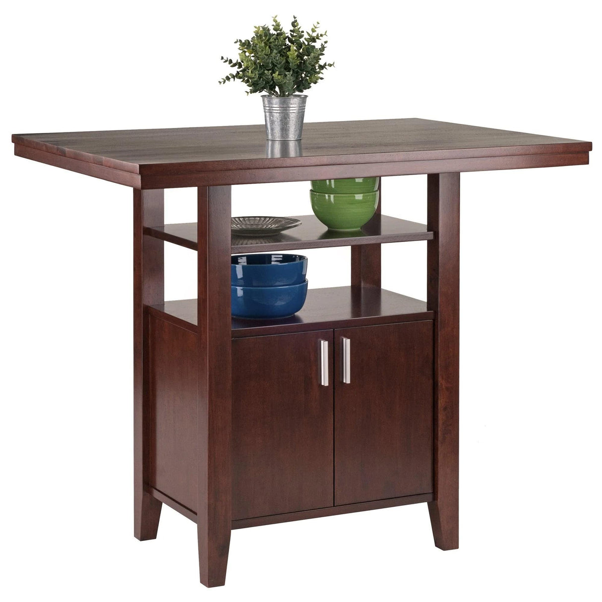 Winsome Albany High Dining Table, Walnut, 29.92 in x 41.73 in x 35.83 in Winsome